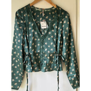 NWT Free People Silky Green Floral Top